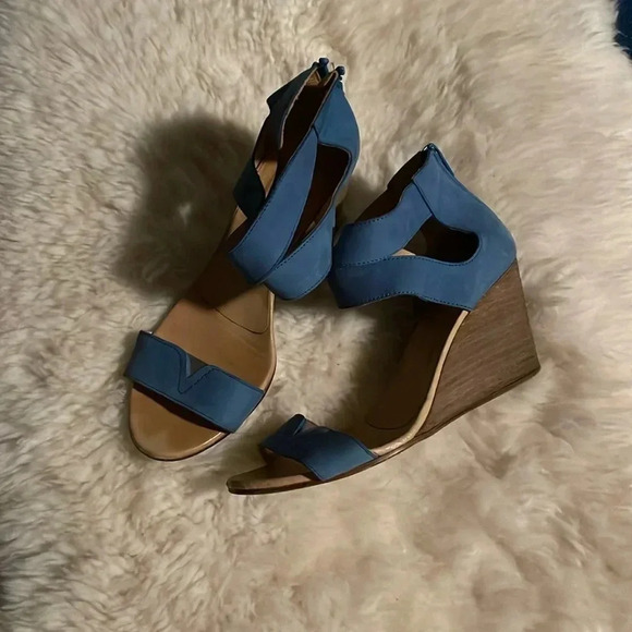 MM6 Maison Martin Margiela Light Blue Leather Wedge Sandals Size 38 Woman’s 8. - Picture 4 of 16